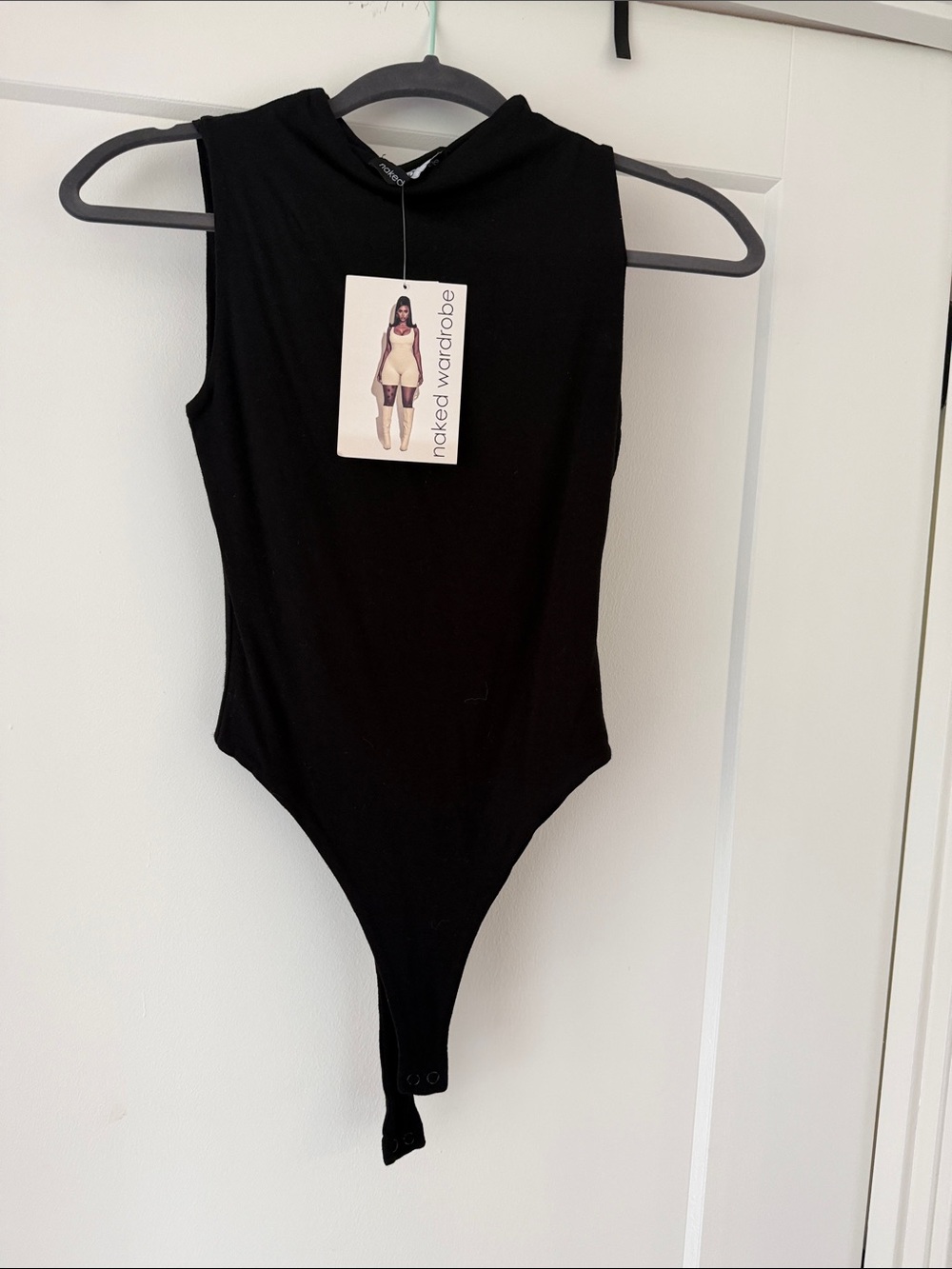 naked wardrobe Black Sleeveless Bodysuit